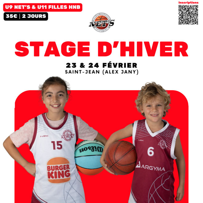 Stage Hiver Ecole de Basket (U9 NET'S - U11 filles CTC HNB) 2026